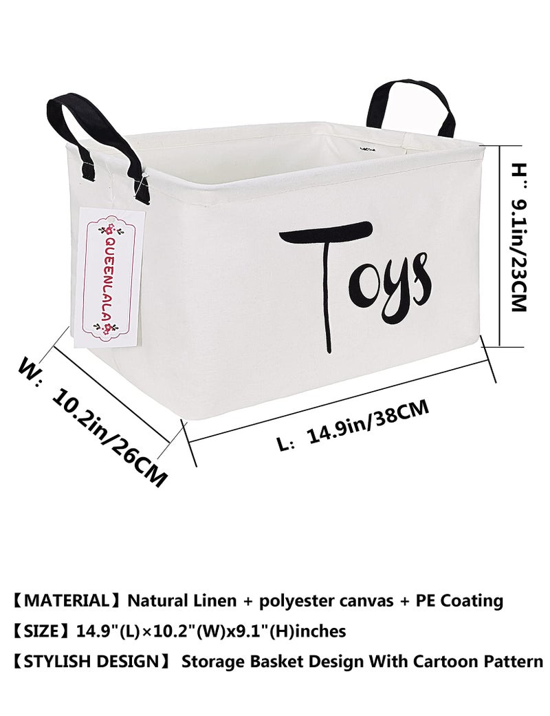 QUEENLALA Rectangular Laundry Hamper/Foldable Nursery Laundry Basket for Organizing/Storage Bin Baskets/Children Toy Office Bedroom/Toy Bin Closet Shelf Basketsï¼ˆRec-toysï¼‰ - Image 2